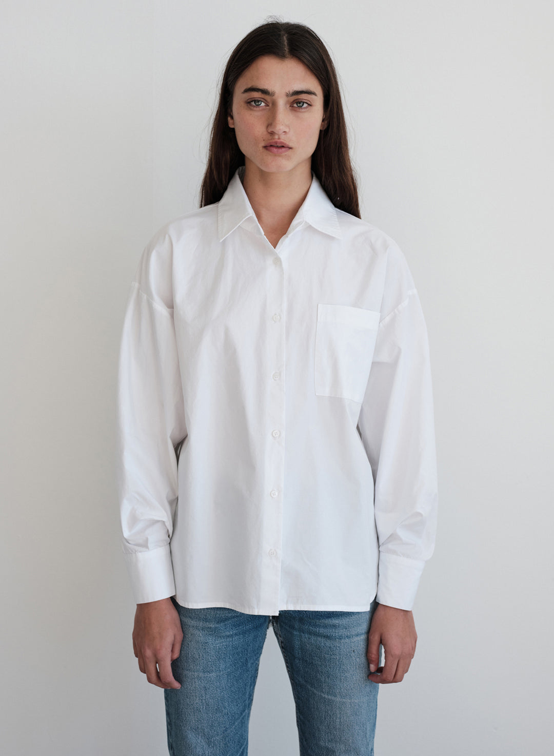 Structured Poplin Oversized Shirt- White