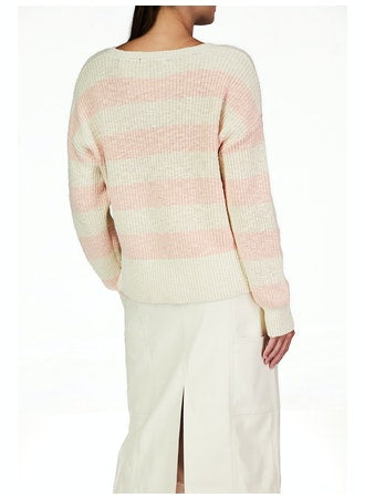 Scoop Neck Sweater - Rose Stripe