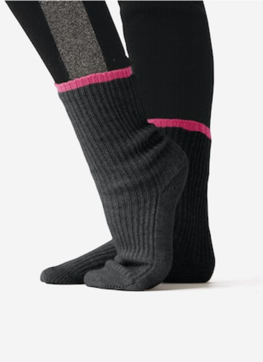 Cosy Bed Socks-Black/Barbie Pink