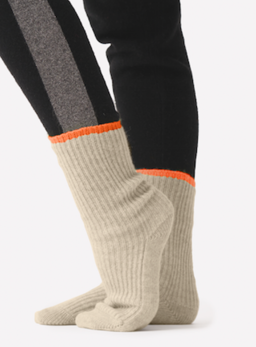 Cosy Bed Socks-Cygnet/Neon Orange